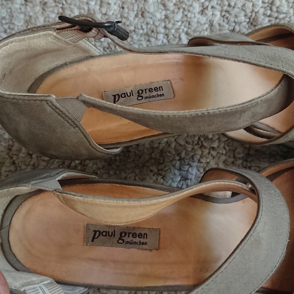 PAUL GREEN Taupe Leather Sandals Strappy Ankle Heels size 9.5 - Picture 6 of 14